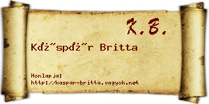 Káspár Britta névjegykártya